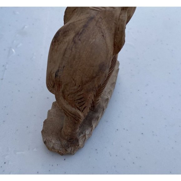 Vintage Hand Carved Wooden Elephant Statue Figurine Rare Trunk Up Good Luck - Picture 7 of 12